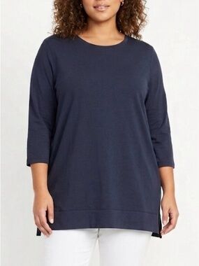 J.Jill Luxe Supima Blend Navy Crewneck Tunic Top XL Minimalist Soft Cotton Modal